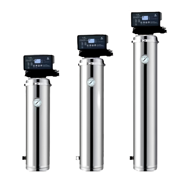Whole house ultrafiltration water filtration system with large capacity and industrial design showing professional installation